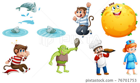 Set of different nursery rhyme character isolated on white background Set of different nursery rhyme character isolated on white background 76701753