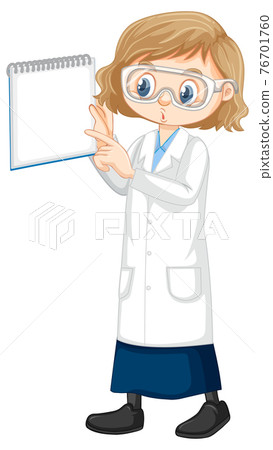 Cute girl cartoon character wearing science lab coat Cute girl cartoon character wearing science lab coat 76701760