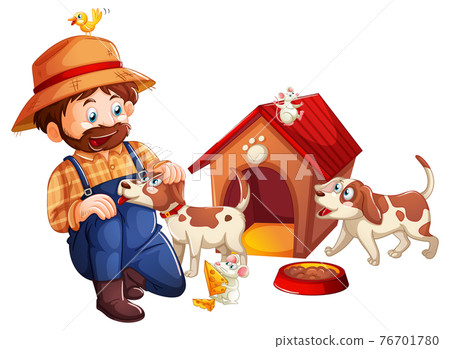 Happy man and his dog Happy man and his dog 76701780