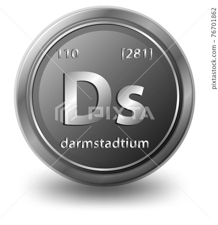 Darmstadtium chemical element. Chemical symbol with atomic number and atomic mass. Darmstadtium chemical element. Chemical symbol with atomic number and atomic mass. 76701862