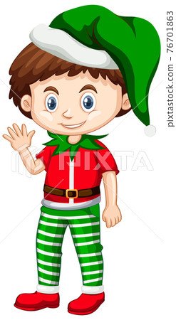 Cute boy wearing Christmas costumes cartoon character 76701863