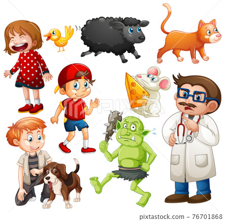 Set of fantasy cartoon character and animal isolated on white background Set of fantasy cartoon character and animal isolated on white background 76701868