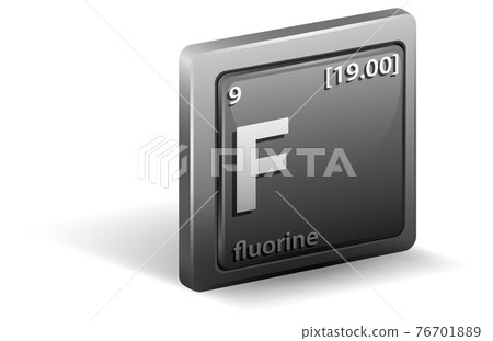 Fluorine chemical element. Chemical symbol with atomic number and atomic mass. Fluorine chemical element. Chemical symbol with atomic number and atomic mass. 76701889