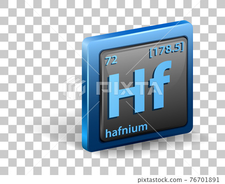 Hafnium chemical element. Chemical symbol with atomic number and atomic mass. 76701891