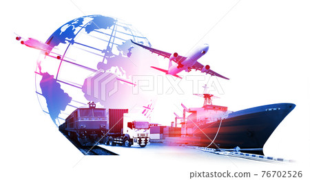 The world logistics  background or transportation Industry or shipping business, Container Cargo  shipment , truck delivery, airplane , import export Concept 76702526