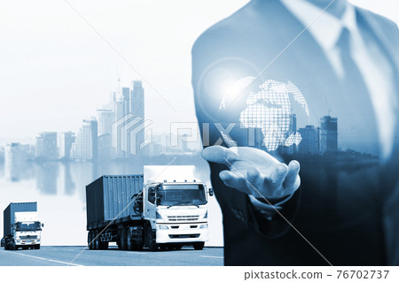 The world logistics background or transportation Industry or shipping business, Container Cargo shipment , truck delivery, airplane , import export Concept,Business man working at office The world logistics background or transportation Industry or shipping business, Container Cargo shipment , truck delivery, airplane , import export Concept,Business man working at office 76702737