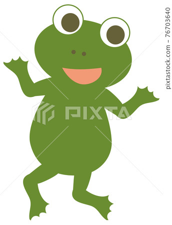 The frog is standing with a smile 76703640