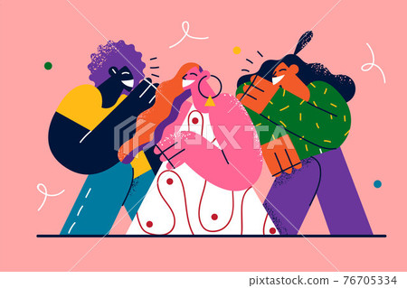 Friendship, mixed race company concept Friendship, mixed race company concept 76705334