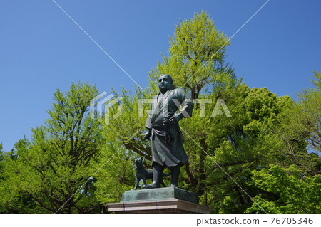 Statue of Saigo in the fresh green Ueno Statue of Saigo in the fresh green Ueno 76705346