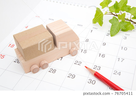 Truck with luggage Calendar background Truck with luggage Calendar background 76705411