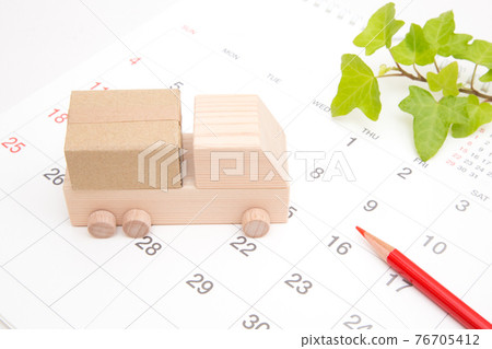 Truck with luggage Calendar background Truck with luggage Calendar background 76705412
