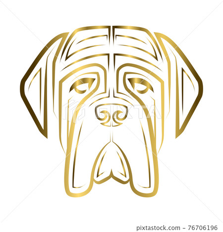 gold line art of English Mastiff dog head. Good use for symbol, mascot, icon, avatar, tattoo, T Shirt design, logo or any design you want. 76706196