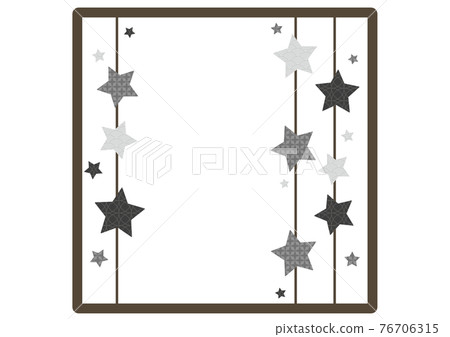 黑白日本圖案星的方形框架 76706315