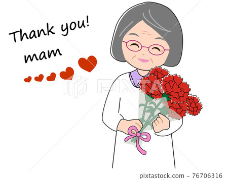 通過在母親節送康乃馨來表達感激之情的插圖 76706316