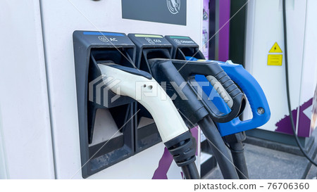 Closeup of Charging station for electric cars. Supporting new technology electric vehicles 76706360