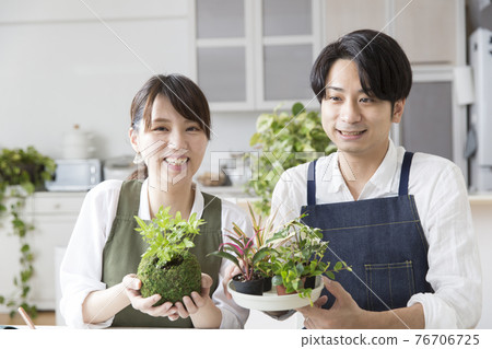 日本年輕夫婦喜歡製作苔蘚球、園藝、愛好 76706725