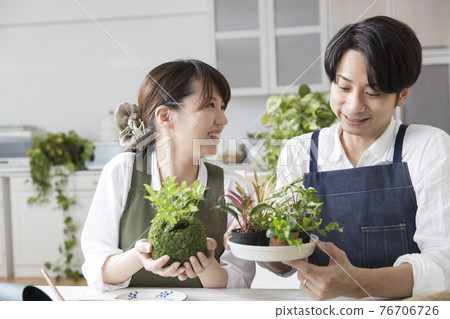 日本年輕夫婦喜歡製作苔蘚球、園藝、愛好 76706726