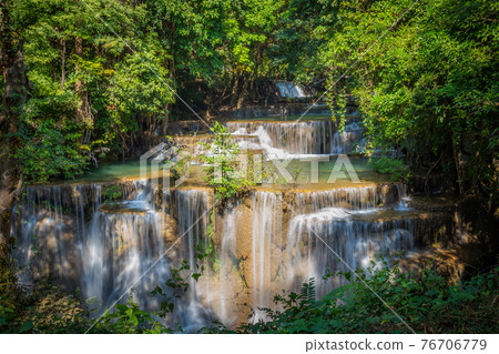 Landscape of Huai Mae Kamin waterfall Srinakarin Is a waterfall in the deep forest at Kanchanaburi, Thailand. Landscape of Huai Mae Kamin waterfall Srinakarin Is a waterfall in the deep forest at Kanchanaburi, Thailand. 76706779