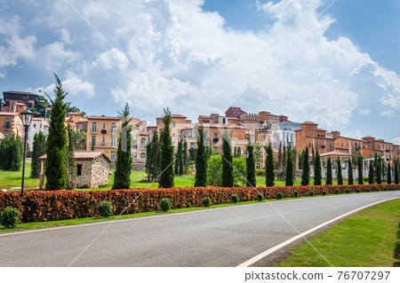 Landscape of European-style buildings in a mountain village at Khao Yai, Pak Chong, Nakhon Ratchasima, Thailand Landscape of European-style buildings in a mountain village at Khao Yai, Pak Chong, Nakhon Ratchasima, Thailand 76707297