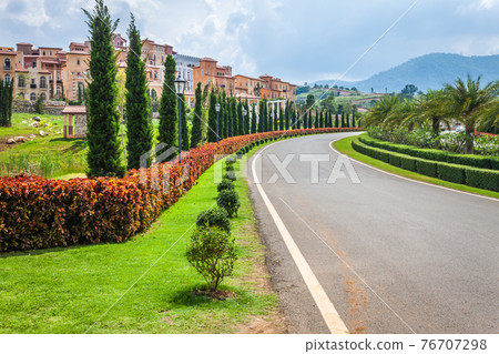 Landscape of European-style buildings in a mountain village at Khao Yai, Pak Chong, Nakhon Ratchasima, Thailand 76707298