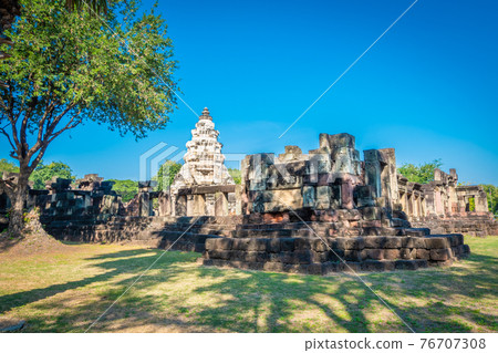 Prasat Hin Phanom Wan Historical Park, Nakhon ratchasima, Thailand. Built from sandstone in ancient Khmer times 76707308