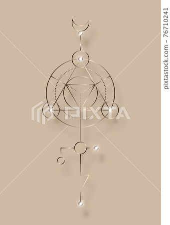 Sacred geometry abstract mystic signs. Merkaba, metallic line geometric triangle shape, esoteric or spiritual symbols. isolated on beige background. Bronze linear shapes. For you design, print, card Sacred geometry abstract mystic signs. Merkaba, metallic line geometric triangle shape, esoteric or spiritual symbols. isolated on beige background. Bronze linear shapes. For you design, print, card 76710241