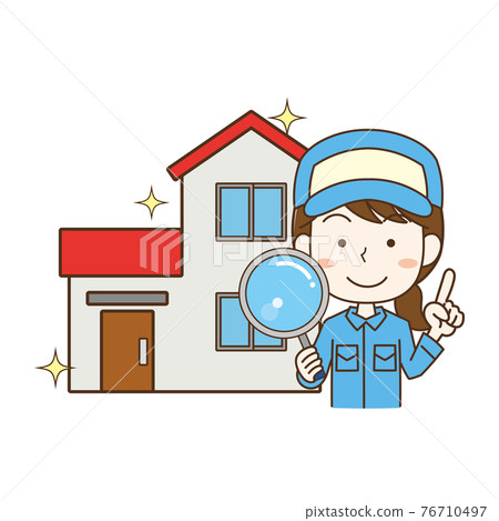 女工拿著放大鏡調查房子 76710497