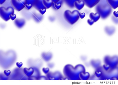 Image of bubble-like blue-purple three-dimensional heart springing up from above and below Horizontal background White Other colors available 76712511