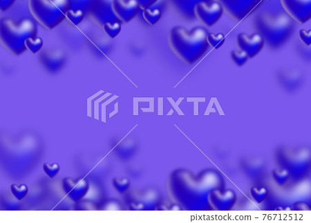 Image of bubble-like blue-purple three-dimensional heart springing up from above and below 76712512