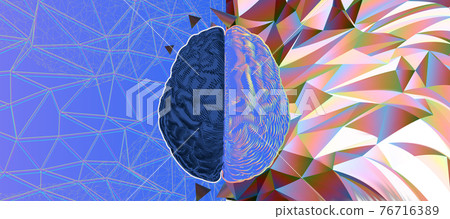 Hemispheres left and right brain illustration on abstract art BG Hemispheres left and right brain illustration on abstract art BG 76716389