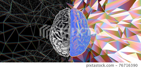 Hemispheres left and right brain illustration on abstract art BG Hemispheres left and right brain illustration on abstract art BG 76716390