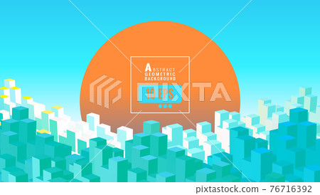 Minimal style city building town with sunrise and blank space for text 76716392