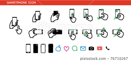Smartphone operation hand icon set 76718267