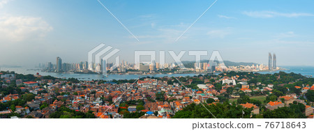 Xiamen, China city skyline from Gulangyu Island 76718643