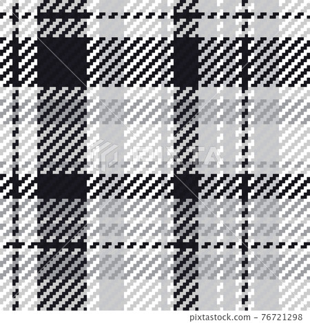Plaid check pattern in black and white. Seamless texture fabric background. 76721298