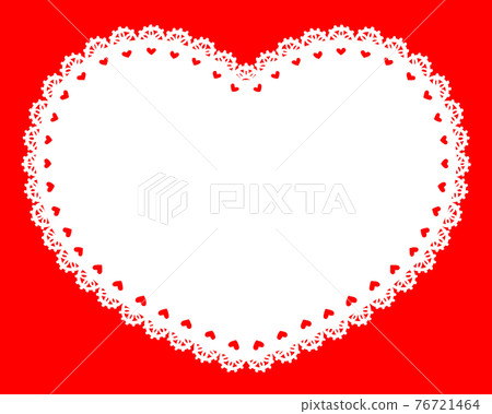 Heart-shaped lace paper red background 76721464