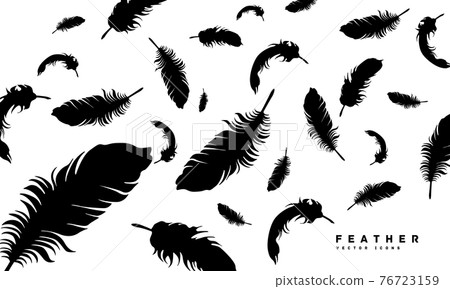 羽毛剪影圖標 羽毛剪影圖標 76723159