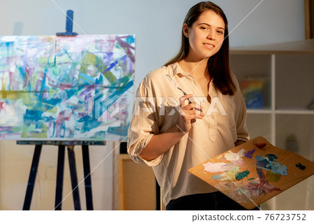 female artist painting school creating artwork 76723752