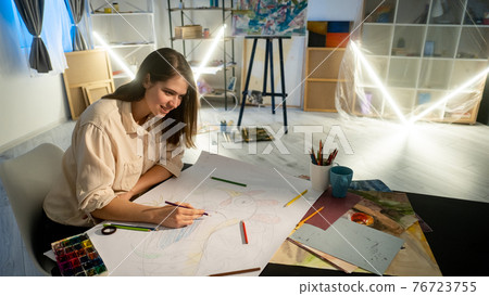 female artist professional art studio painting female artist professional art studio painting 76723755