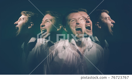 surreal male portrait rage furious bipolar 76723767