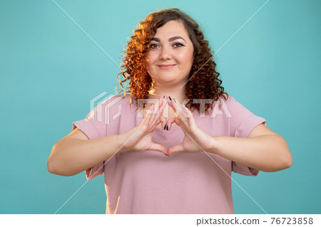 plus size female model sending love body positive 76723858