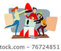 Young Startup Team is Working Hard to Launch Their Creative Project 76724851