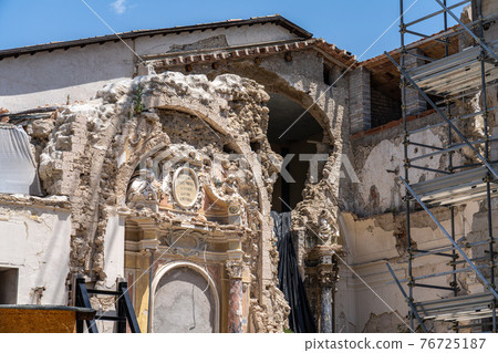The center of Norcia at July 2020 after the earthquake of central Italy 2016 76725187
