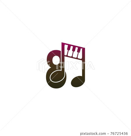Number 8 logo icon with musical note design symbol template 76725436