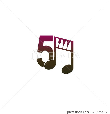 Number 5 logo icon with musical note design symbol template 76725437