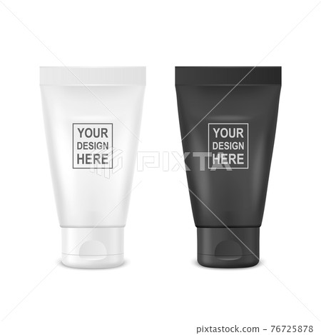 Vector 3d Realistic Plastic, Metal White, Black Tooth Paste, Cream Tube, Packing Set Isolated on White Background. Design Template of Toothpaste, Cosmetics, Cream, Tooth Paste for Mockup. Front View Vector 3d Realistic Plastic, Metal White, Black Tooth Paste, Cream Tube, Packing Set Isolated on White Background. Design Template of Toothpaste, Cosmetics, Cream, Tooth Paste for Mockup. Front View 76725878