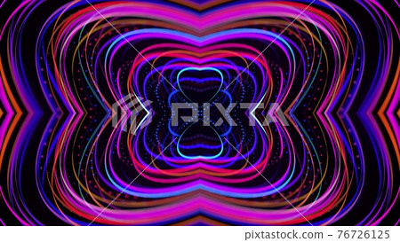 3d render. Abstract bg with pattern of glow blue red lines. Abstract laser show. Pattern like geometric structure in the air. Kaleidoscopic simmetrical structure with lines 76726125