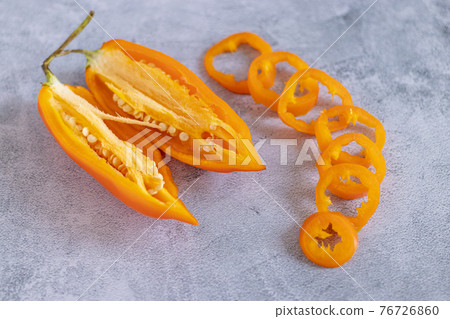Peruvian yellow pepper. Yellow pepper used in Peruvian cuisine. Peruvian yellow pepper. Yellow pepper used in Peruvian cuisine. 76726860