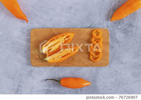 Peruvian yellow pepper. Yellow pepper used in Peruvian cuisine. Peruvian yellow pepper. Yellow pepper used in Peruvian cuisine. 76726907