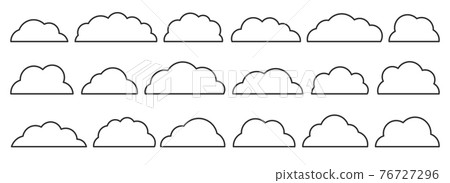 Line black flat vector cloud set isolated on white - Stock Illustration ...